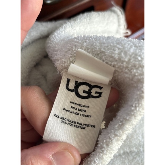 UGG Women's Fuzzy Knit Pants Wide Leg Cream White Elastic Waist Cozy Large FLAW - Picture 5 of 5